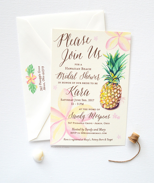 Wedding shower invitations hawaiian theme