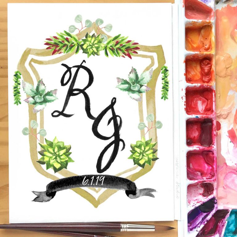 CUSTOM WATERCOLOR WEDDING CRESTS