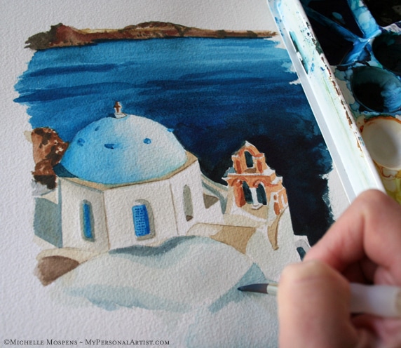 Wet Paint! Brand New Greek Church Watercolor