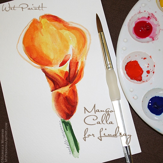 Calla Lily Hand Painted Invitations Illustration