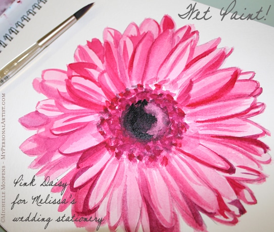 Hand Painted Daisy Wedding Invitations Illustration