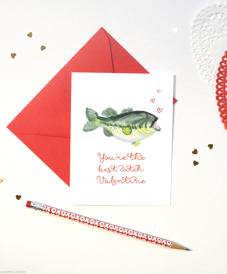 Fishing Valentine's Day Cards - Rose Paper Press