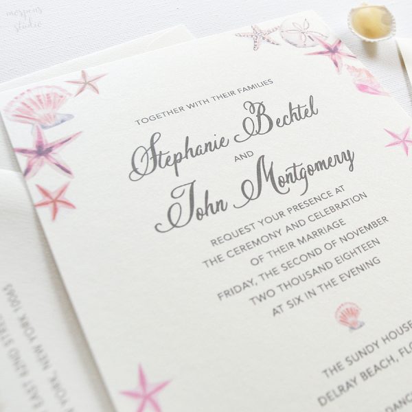 Seashell Beach Wedding Invitations - Only at Mospens Studio