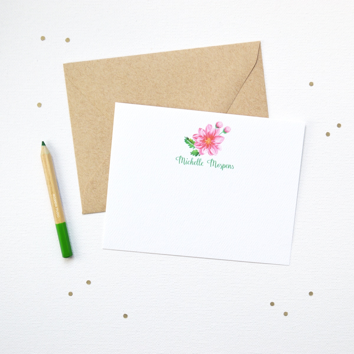 Flower Stationery, Floral Personalized Stationery Set, For Women