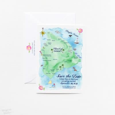 Map Save The Date, Hawaii Wedding Save The Date | Mospens Studio