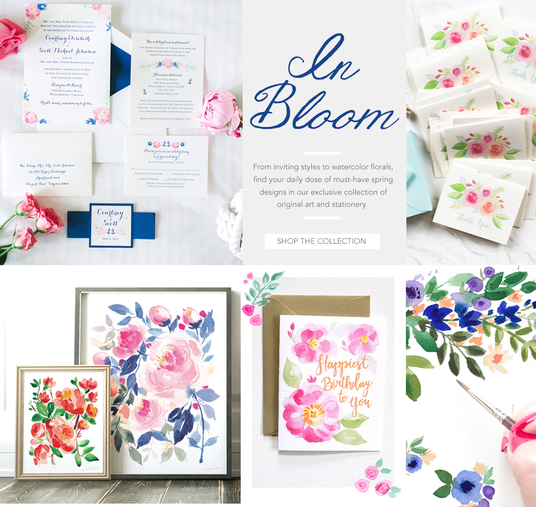 Elegant Custom Watercolor Wedding Invitations Stationery