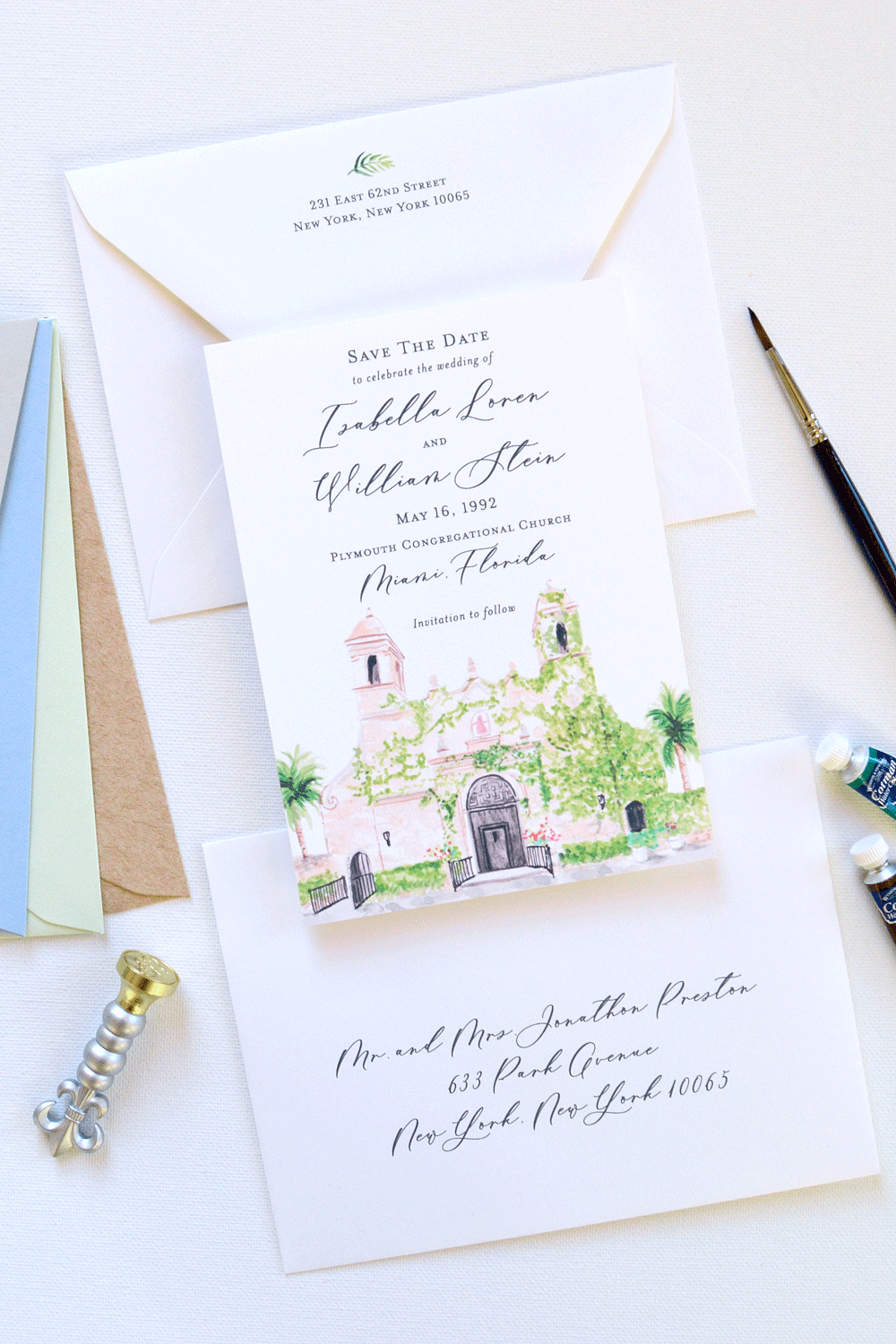 CUSTOM WATERCOLOR WEDDING INVITATIONS Mospens Studio