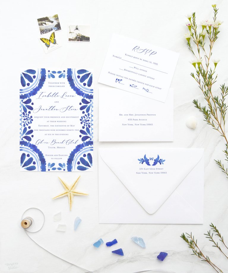 Blue Talavera Tile Wedding Invitations Only At Mospens Studio