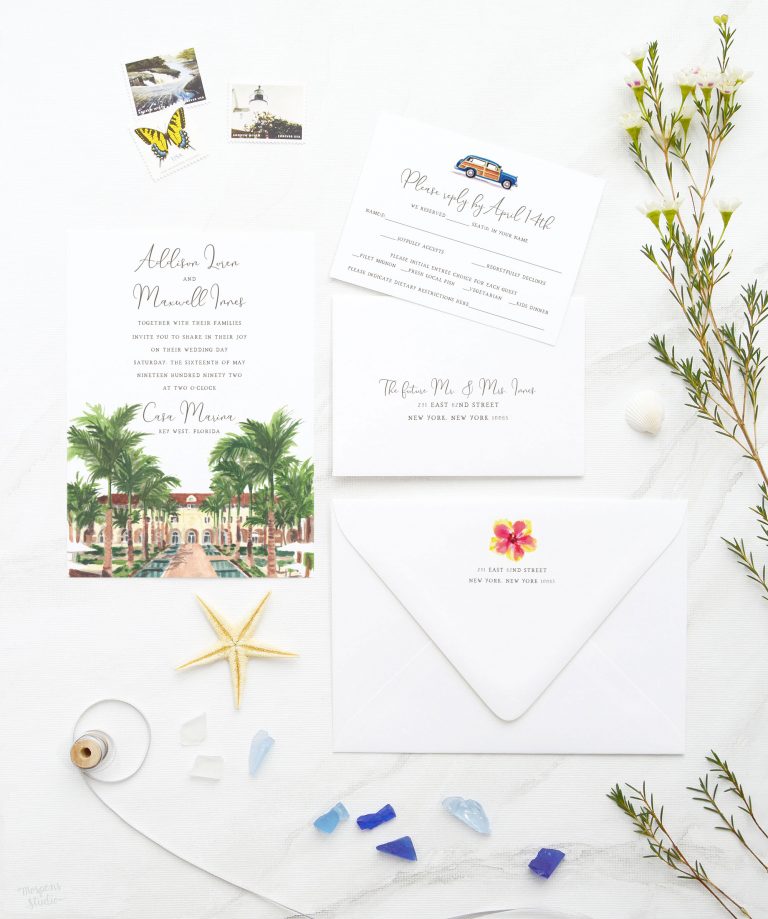 Destination Wedding Invitation Suite Florida - Only at Mospens Studio