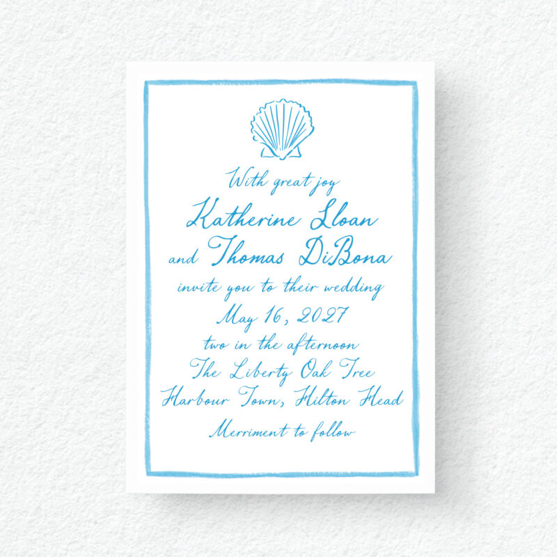 Hand-drawn Seashell Watercolor Wedding Invitations