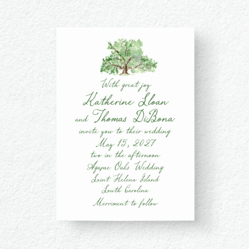 Southern Oak Tree wedding invitation stationery